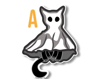 Ghost Cat Handmade Sticker
