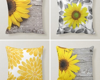 Sunflower Pillow Cover, Yellow Green Pillow Cover, Summer Trend Cushion Case, Decorative Pillow Case, Bedding Decor, Housewarming Pillow