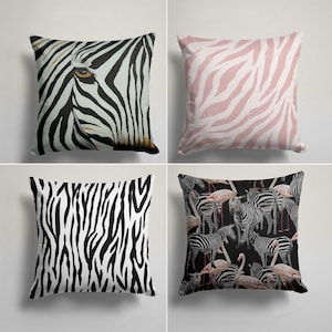 Zebra Print Cushion Cover, Zebra Print Cushion, Zebra Lumbar Pillow Case, Animal Print Pillows, Zebra Throw Pillow Cover, Zebra Decor