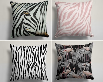 Zebra Print Cushion Cover, Zebra Print Cushion, Zebra Lumbar Pillow Case, Animal Print Pillows, Zebra Throw Pillow Cover, Zebra Decor