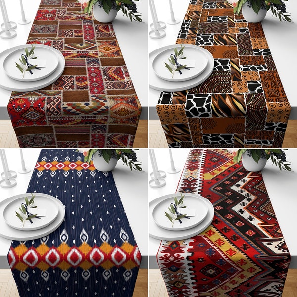 Southwestern Table Runner, Rug Design Table Runner, Aztec Home Decor, Turkish Kilim Table Decor, African Style Tablecloth, Ikat Table Runner