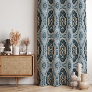 Luxury Damask Curtain Panels, Elegant Baroque Window Curtains, Boho Chic Damask Window Drapes, Vintage Damask Curtains, Decorative Curtains