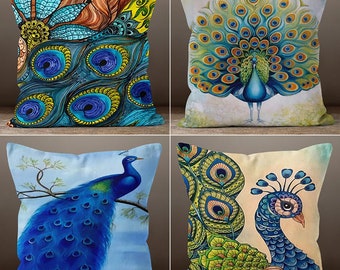 Peacock Pillow Covers, Cushion Cover, Gift Ideas, Housewarming