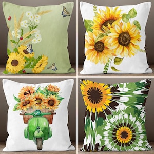 Sunflower Pillow Cover, Yellow Green Pillow Cover, Summer Trend Cushion Case, Decorative Pillow Case, Bedding Decor, Housewarming Pillow