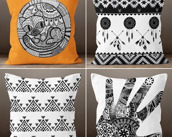 Black Striped Pillowcase, Decorative Throw Pillow Covers, Outdoor Pillow Top, Housewarming Gift