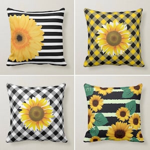 Sunflower Pillow Cover, Yellow Green Pillow Cover, Summer Trend Cushion Case, Decorative Pillow Case, Bedding Decor, Housewarming Pillow