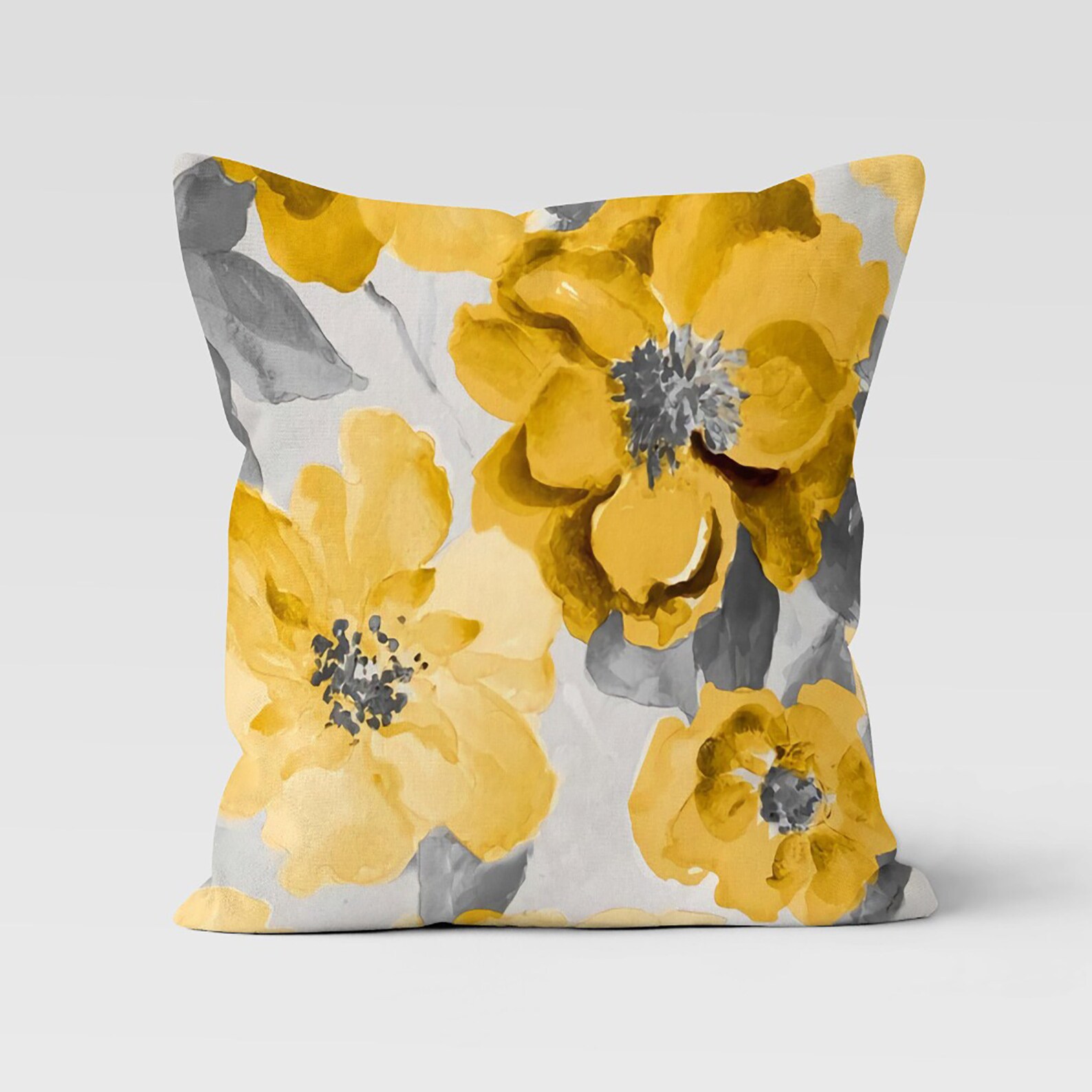 Yellow Floral Pillow Cover Summer Trend Throw Pillow Case Etsy