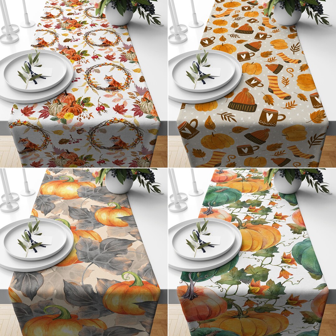 Orange Pumpkin Table Runner Fall Trend Table Runner, Hello Autumn Home ...