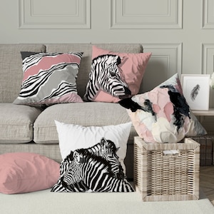 Zebra Print Cushion Cover, Zebra Print Cushion, Zebra Lumbar Pillow Case, Animal Print Pillows, Zebra Throw Pillow Cover, Zebra Decor