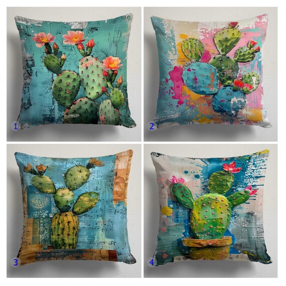 Cactus Pillow Covers, Desert Plant Throw Pillow Covers, Botanical