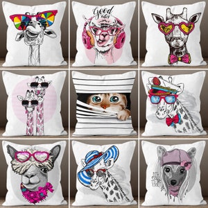 Capa de almofada girafa, capa de almofada tendência de verão de gato camelo lhama, fronha decorativa, decoração de cama para casa, capa de almofada de inauguração