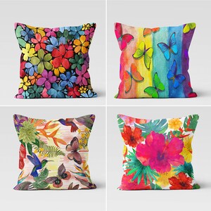 Colorful Butterflies Pillow Cover, Rainbow Cushion Cover, Vivid Dye Splash Pillow Cover, Housewarming Gift, Home Textile, Gift for Artists