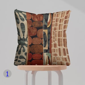 Abstract Vintage Design Pillow Cover, Retro Geometric Cushion Covers, Mid-Century Modern Art Throw Pillow Cover, Eclectic Pattern Pillowcase