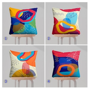 Abstract Geometric Pillow Covers, Modern Boho Cushion Covers, Colorful Abstract Art Pillowcases, Mid-Century Modern Throw Pillow Covers