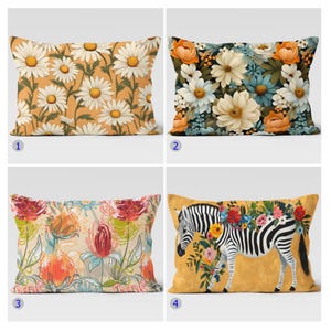 Floral & Zebra Pillow Covers, Colorful Flower Throw Pillow Covers, Decorative Animal Cushion Cases, Unique Home Decor Cushion Cover