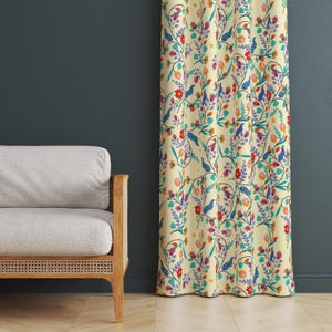 Blumendruck-Vorhang, botanische Themenvorhänge, bunte Blatt- und Blumenfensterbehandlung, lebendiges Wohndekor-Panel, einzigartiger gedruckter Vorhang