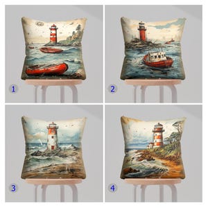 Lighthouse Pillow Covers, Nautical Beach House Cushion Covers, Ocean View Pillow Cover, Coastal Charm Pillow Cover, Nautical Pillow Cases