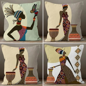 Afrikanischer Kissenbezug, Afrikanisches Lady Design Kissen, authentischer Kissenbezug, schwarzes aztekisches Wohnkultur, afrikanisches geometrisches Kinderkissenbezug