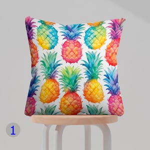 Colorful Pineapple Throw Pillow Cover, Tropical Fruit Decorative Cushion Cover, Watercolor Pineapple Art Pillow Cover, Pineapple Pillowcases