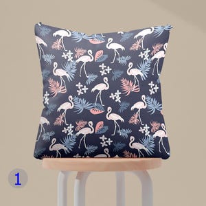 Flamingo Tropical Pillow Covers, Pink Flamingo Cushion Covers, Bohemian Flamingo Pillowcases, Exotic Plant Cushion Cover