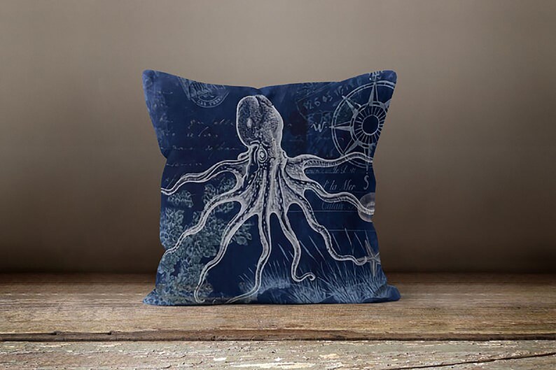 Beach House Pillow Cover Navy Marine Pillowcase Decorative Etsy
