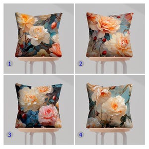 Vintage Rose Floral Pillow Cover, Romantic Rose Floral Pillow Case, Pastel Rose Floral Cushion Covers, Floral Rose Pillow Covers