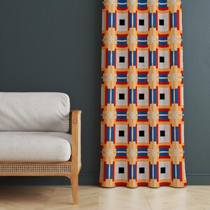 Navajo Geometric Window Curtains, Southwestern Boho Drapes, Colorful Modern Decorative Panel for Living Room Curtain Panel, Geometric Drapes