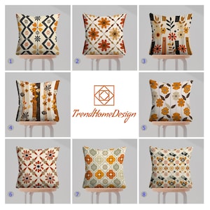 Retro Floral Pillow Covers, Vintage Flower Cushion Covers, 70s Inspired Floral Pillow Cases, Mid-Century Modern Throw Pillow Covers