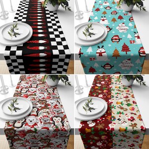 Red Blue Home Kitchen Runner, Christmas Table Runner, Red Kitchen Dining Room Decor, Xmas Present, Holiday Gift for Mom, Housewarming Gift