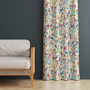Blumendruck-Vorhang, botanische Themenvorhänge, bunte Blatt- und Blumenfensterbehandlung, lebendiges Wohndekor-Panel, einzigartiger gedruckter Vorhang