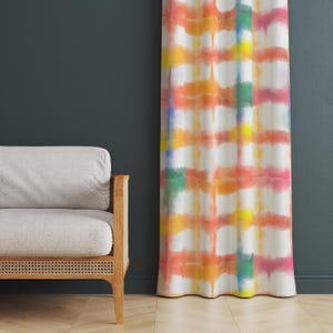 Rainbow Tie Dye Curtain Panel, Colorful Watercolor Window Drapes, Abstract Decorative Curtain, Bohemian Home Decor, Window Threatment