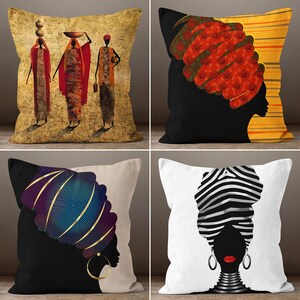 African Woman Cushion Cover, Black History African Art Woman Dancing Lady Working Mum Decorative Home Decor, Throw Pillow Cases