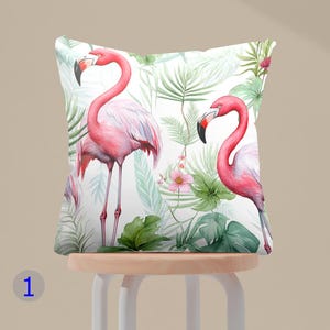 Flamingo Pillow Covers, Tropical Pillow Cases, Decorative Cushion Covers, Pink Flamingo Cushion Cover, Watercolor Flamingo Pillowcases