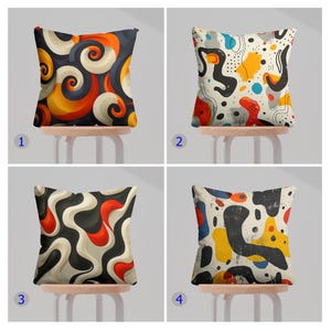Abstract Art Pillow Covers, Modern Geometric Cushion Covers, Colorful Swirl Pillow Cases, Bold Pattern Pillow Cover, Abstract Cushion Cover