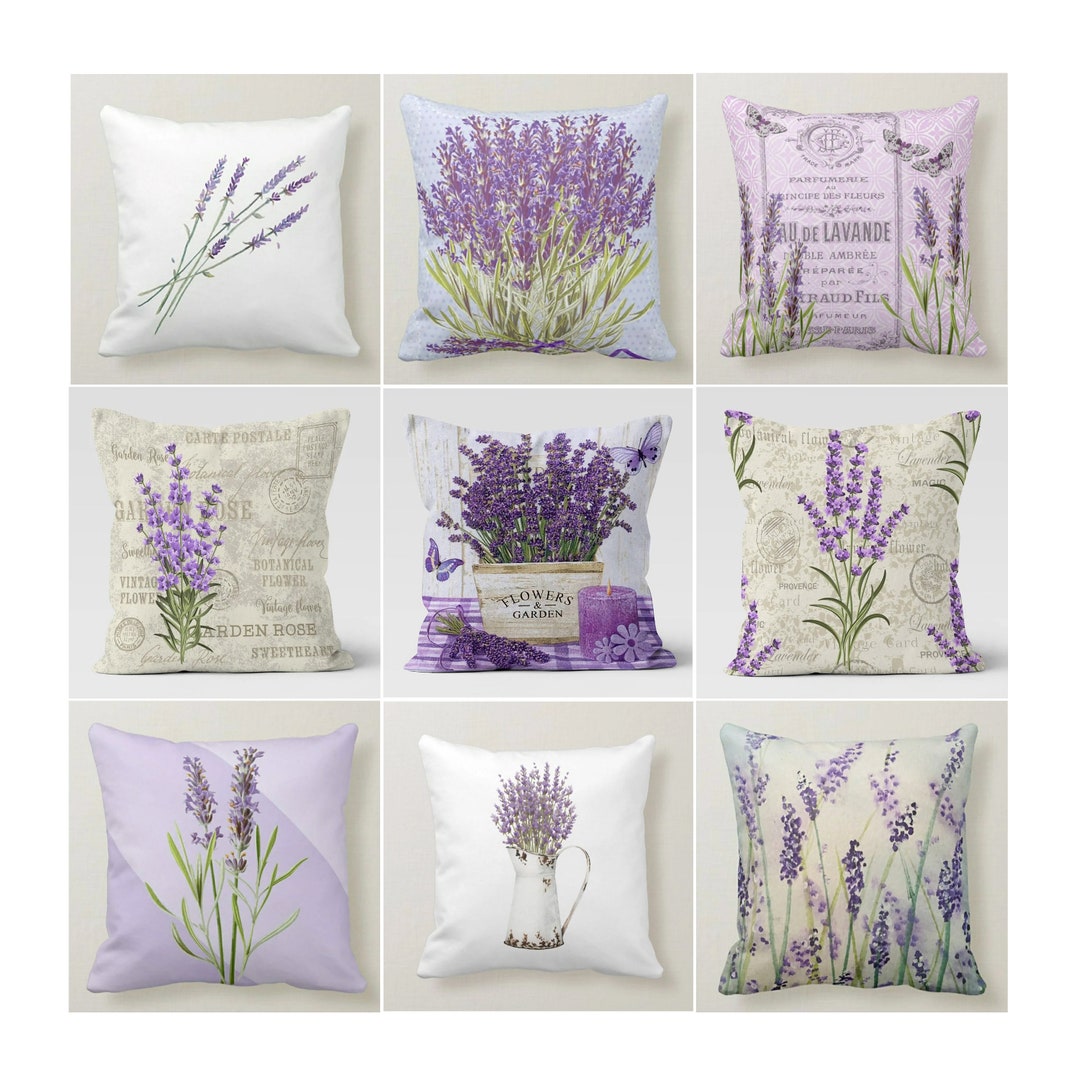 Lavender Pillow Covers, Lilac Floral Pillow Case, Purple Throw Pillow, Flower Outdoor Pillow