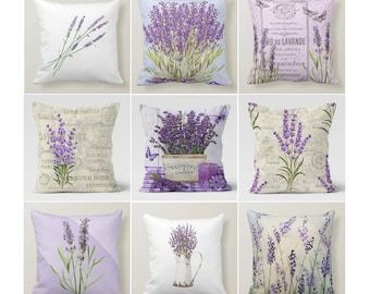 Lavender Pillow Covers, Lilac Floral Pillow Case, Purple Throw Pillow, Flower Outdoor Pillow, Lavender Sofa Pillow, Home Decor