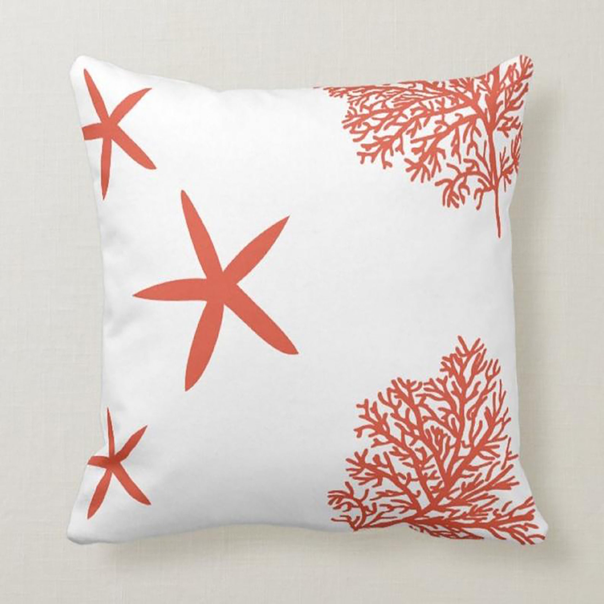 AEIOAE Coastal Coral Pillow Covers Set Of 2 - 18x18 Inch Starfish Beach Throw Covers, Linen Blend, Hidden Zipper - View #9