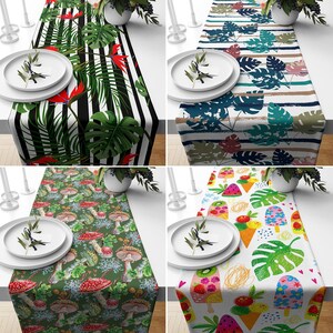 Decorative Table Runner, Colorful Table Top, Cactus Table Runner, Summer Trend Table Runner, Botanical Exotic Plant Leaf Kitchen Runner