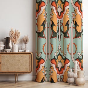 Boho Geometric Pattern Curtains, Mid-Century Modern Curtains, Abstract Art Drapes, Colorful Geometric Window Drapes, Rustic Chic Curtains