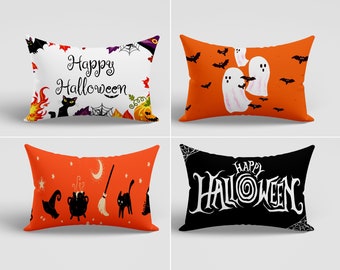 Coussin Décoratif En Forme De Citrouille Halloween - Velours Doux, Rembourrage Coton - Tailles 20 Cm Et 28 Cm - Orange - Décoration Automne Et Fête
