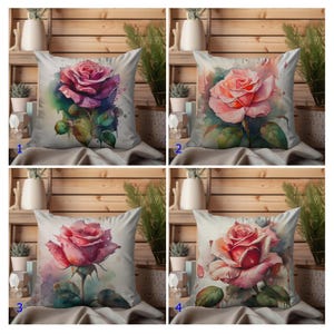 Romantic Watercolor Rose Pillow Covers, Soft Pink Rose Watercolor Cushion Covers, Elegant Rose Floral Pillow Cases, Rose Floral Pillow Cover