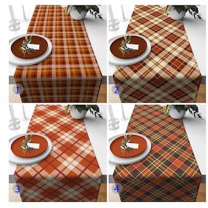 Cozy Plaid Table Runners, Rustic Plaid Table Runner, Farmhouse Plaid Tablecloth, Orange & Brown Plaid Table Runner, Decorative Table Clothes