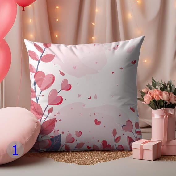 Mimkus Valentine's Day Pillow Covers 18x18 Inch Set Of 4 - Velvet Floral Heart Decor For Sofa & Home