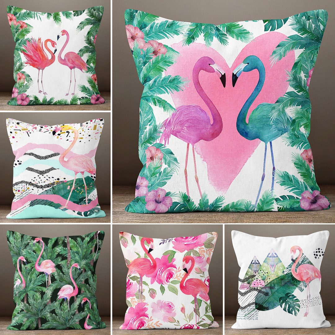 Flamingo Pillow Cover, Animals Throw Pillow Case Home Sofa Chair Decor