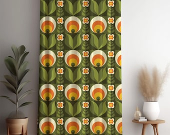 明るく元気な花柄レトロスタイルの遮光カーテン | MCMスタイルの