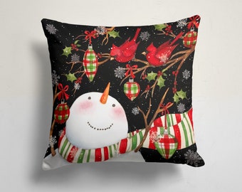 Snowman Pillow Cover, Christmas Throw Pillow Cover, Farmhouse Decoration Cushion Cover, Xmas Pillow Cases, Snowman Gifts
