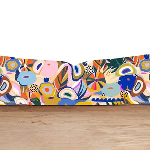 Abstract Lumbar Pillow Case, Colourful Pillow Cover, Bedroom Decor, Housewarming Gift