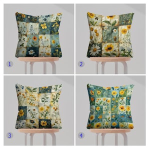 Vintage Floral Patchwork Pillow Covers, Botanical Floral Cushion Covers, Shabby Chic Floral Pillow Cases, Rustic Floral Pillow Cover