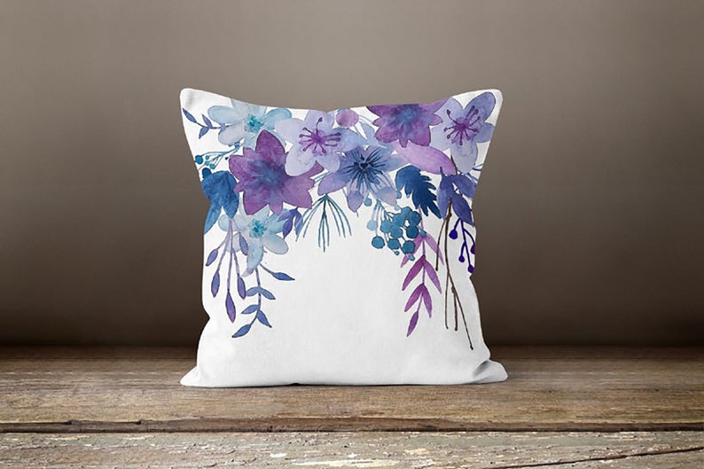 Purple Floral Pillow Cover Summer Trend Cushion Case Etsy