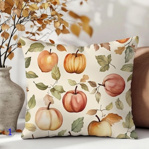 Herbst Kürbis & Apfel Kissenbezug, Herbst Ernte Dekokissen, rustikale Bauernhaus Dekor, saisonale Kissenbezug, Erntedankgeschenk
